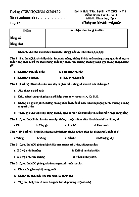 Đề kiểm tra định kì cuối học kì I môn Khoa học lớp 4 - Năm học 2016-2017 - Trường Tiểu học Mai Động